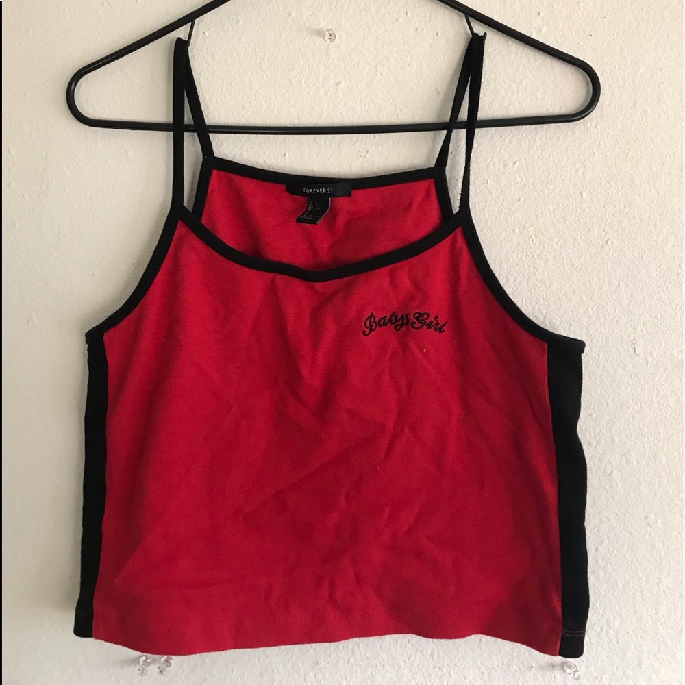 red & black tank that says babygirl